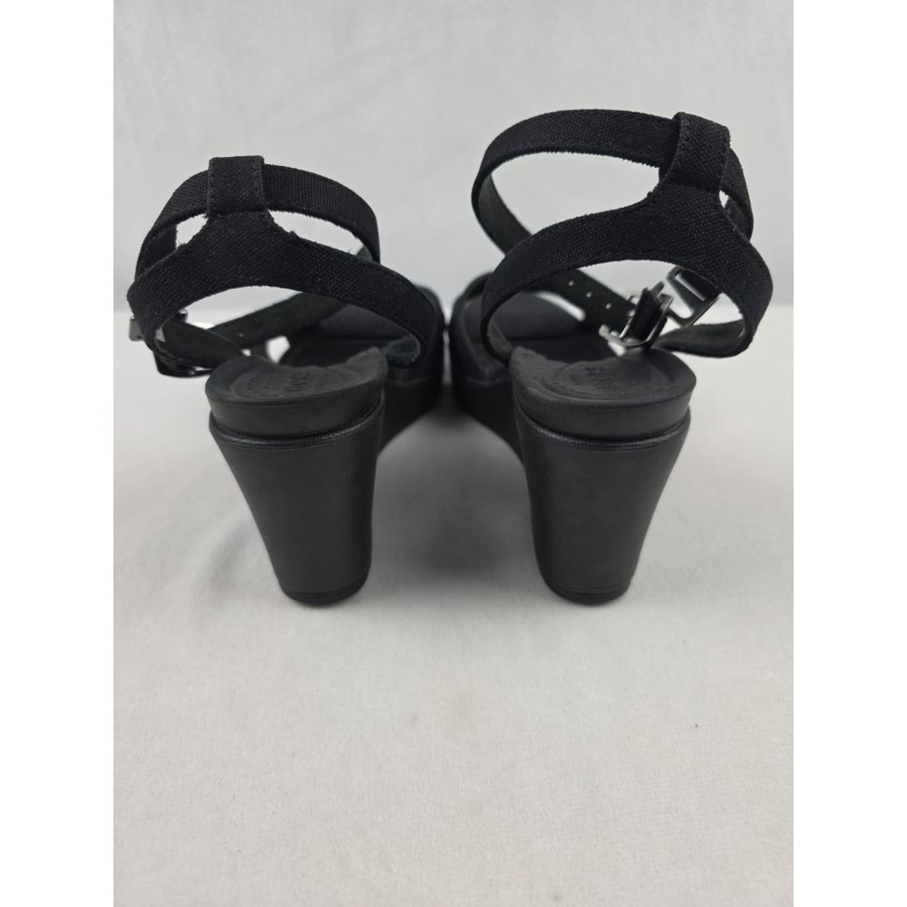 Crocs Leigh II Ankle CrossStrap Wedge Sandal Women's Size 6  Black - Picture 4 of 8